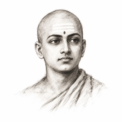 Imagined charcoal portrait of Adi Shankara